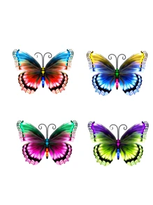 1pc/4pcs Colorful Metal Butterfly Decor, Versatile Seasonal Garden/Yard/Fence Hanging Ornament, Floral Themed Holiday Decoration, Mother's Day Gift, Great For Butterfly Enthusiasts