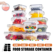 12PCS Plastic Airtight Food Storage Containers Clip Lock Lid Leak Proof Lunch Box Clear - 12PCS - View 5