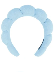 Esponja azul para afeitar el cabello de niñas, diseño de terciopelo de alta calidad, diadema sencilla para maquillaje/desmaquillaje/lavado de cara, hermoso afeitar el cabello del baño