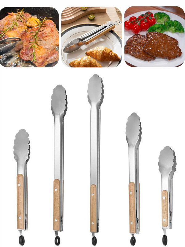 1pc Korean-Style Stainless Steel Food Holder For Barbecue. Oak Handle Steak Holder With An Extended Design. BBQ Food Holder. Suitable For Desserts, Fruits, Snacks, Cakes, Bread, Steaks, Afternoon Tea, Christmas, Halloween, Father's Day, Thanksgiving, Weddings, Birthdays, Parties, Gatherings. Applicable For Families, Outdoors, Kitchens, Living Rooms, Bathrooms, Hotels, Cuisine, Houses, Kitchenware.