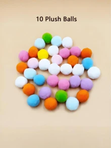 猫玩具枪，互动式无聊缓解毛绒球发射枪，静音聚酯纤维高弹性毛绒球玩具，逗猫棒，互动式发射训练猫玩具套装，包含发射器和 30/50 个马勃球，适合室内猫，这是一款运动型猫玩具，可增进主人与猫之间的爱与信任，颜色随机