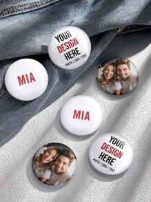 1 personalisierter Fotobadge mit rundem Design, individualisierter Button Badge, individualisierter Text/Logo/Foto Button Badge, individualisierte Brosche, personalisierter Button Rucksack Accessoire, individualisierter Tasche Accessoire Badge Brosche, Geschenkidee für Jahrestag, Ihn/Sie, Valentinstag, Muttertag, Vatertag, Geburtstag, Abschlussfeier oder Paar