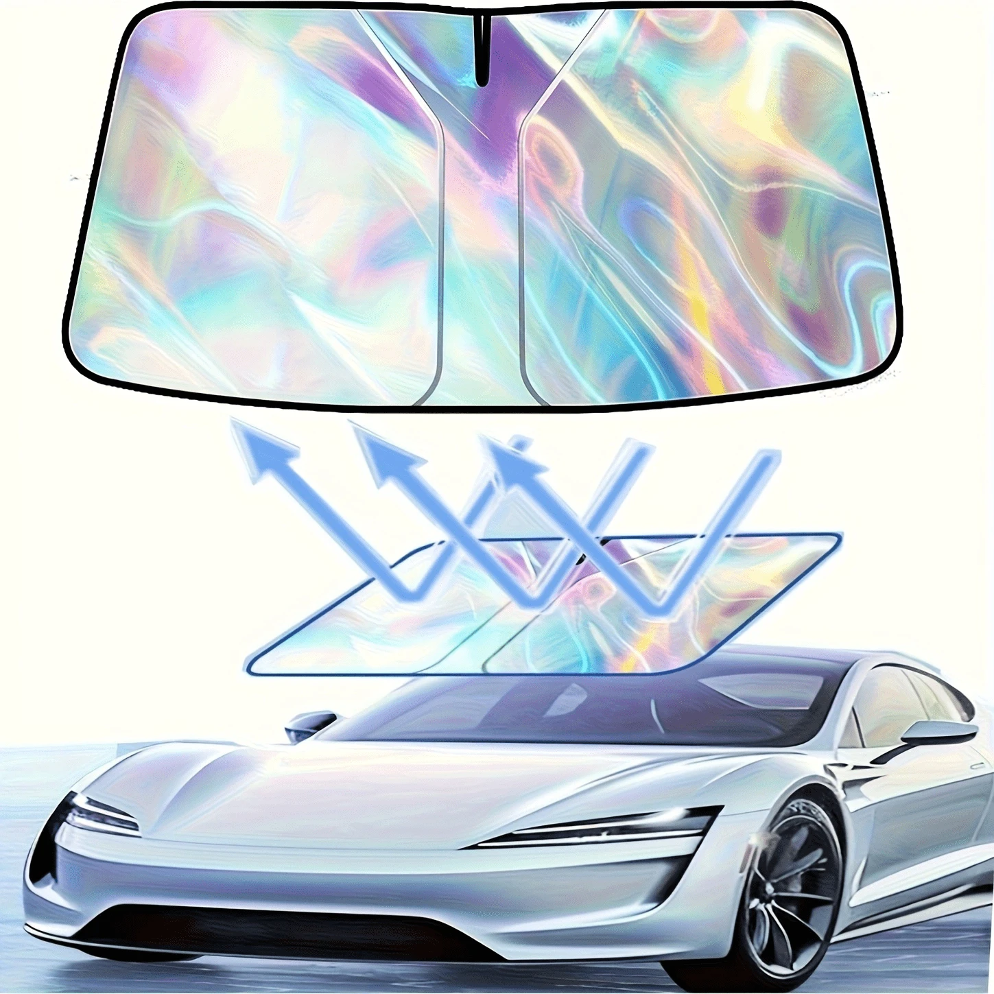 The Laser Sun Visor For The Front Windshield Of The Car, With A Foldable Design, Is Suitable For Sedans And SUVs. It Effectively Protects The Interior Of The Car, Is Fashionable, Durable, And Reliable - Một cỡ - Xem 1
