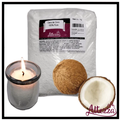 Cera De Coco Em Escamas Altezza 100% Pura E Vegetal 1kg 100% Vegana Para Fabricação de Velas Artesanais - Combo Para Velas de Porcelana