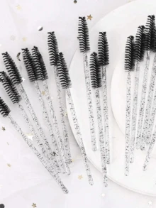 50/200 一次性眼线笔，尼龙睫毛膏刷嘴，无眼眉延长器，带 ABS 塑料棒，适合中性皮肤 - 粉色和黑色眼线笔套装，学校必需品，旅行必需品，携带方便 - 彩色 - 查看 2