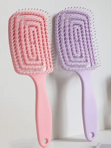 3支/2支/1支装 女孩蓬松按摩猪鬃大号弯头梳套装，镂空马卡龙色发梳，必备发梳，美发造型工具，护发产品及配件，适合美容旅行和美发沙龙使用，适用于头发护理和造型