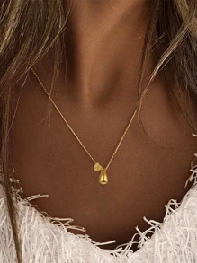 1 Peça Novo Colar com Pingente de Gota d''Água com Inicial, Corrente de Aço Inoxidável Clássica, Presente Elegante para o Dia dos Namorados
