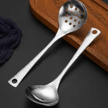 10 件/1 件不锈钢火锅漏勺，锤纹深加厚汤勺，适用于餐厅、家庭和商业用途 - 銀色 - 查看 8