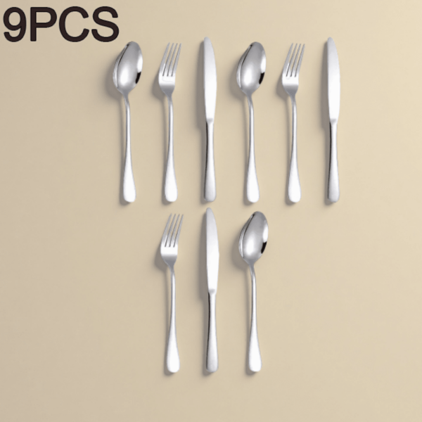 A Set Of 9 Pieces Of Silver Knives, Forks, Spoons And Tableware, Including Dessert Knives, Forks And Spoons, Is Suitable For Baby Receptions, New Year's Dinners And Engagements,School Supplies