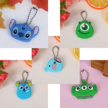 Disney 1 Disney Stitch Key Chain, Cartoon-Style Key Cap, Portable Key Chain Accessory, Protective Key Case Car Accessories Bag Charm School