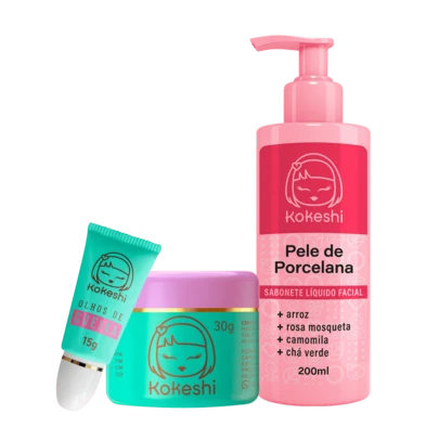  Kit Kokeshi Sabonete Facial Pele Porcelana Sérum Antimanchas