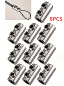 Bộ 8 kẹp khóa dây thép không gỉ, khóa tự khóa có thể điều chỉnh, khóa hai lỗ, cố định dạng ống lồng, dùng cho khóa trang trí nhà cửa, không cần pin - Nhiều màu - Xem 10