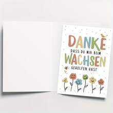 1Pc Handmade German Thank You Card With Envelope - Premium Paper, Colorful Cartoon Design For Birthdays, Anniversaries, And Creative Educators - "Danke" Message In German, Flower Illustrations, Perfect Gift For Any Occasion, Teacher Appreciation Card | Playful Design | Quality Envelope, Cute Card