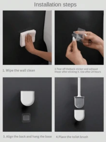 1 pièce, Brosse de toilette en silicone, petite brosse murale compacte de nettoyage, manche long détachable, trous de ventilation, étanche aux fuites, tête plate, poils doux, séchage rapide, fabriquée en PP et TPR