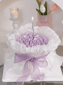 1 Roll 4cm * 10yd Fishtail Yarn Ribbon Wavy Edge Pleated Chiffon Ribbon Gift Wrap Wedding Birthday Party Flowers DIY Decoration - Pearl Chiffon Ribbon - View 16