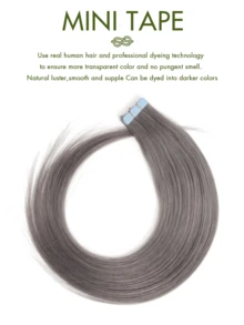 迷你接发片真人发彩色隐形接发片高光派对万圣节服装节日必备新娘节日礼物 - S銀灰色 - 查看 6