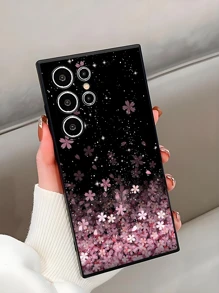 1pc Starry Flower Pattern Anti-Drop Anti-Slip Black Phone Case Compatible With Galaxy A04e/A05s/A13/A14/A15/A34/A35/A50/A52/A53/A54/S21/S22/S23/S24/S25/S25Ultra Waterproof Shockproof Scratch Resistant