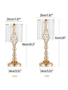 2 件，水晶花架婚礼餐桌中心装饰，高大优雅的金属插花架，桌面金属花瓶，适用于婚礼派对晚宴活动酒店家居装饰礼品塑料花，金色和银色 - 彩色 - 查看 4