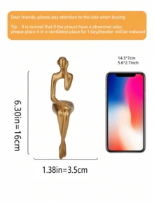 1 件树脂创意小雕像，戴着耳机，思考，手拿一本书。树脂装饰工艺品是创意人士设计家居装饰的最佳对象，可用于家庭桌面装饰、送给同学、朋友和家人的礼物以及生日礼物。房间装饰、家居装饰、生日装饰、厨房、婚礼、卧室装饰、客厅装饰、礼物、派对装饰、花园装饰 - 金色 - 查看 3