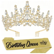 تيجان أميرة بلون أحمر مرصعة بالكريستال لعيد ميلاد المرأة ، شريط رأس أميرة ، أكسسوارات شعر أنيقة للحفلات ، هدية عيد ميلاد لأم