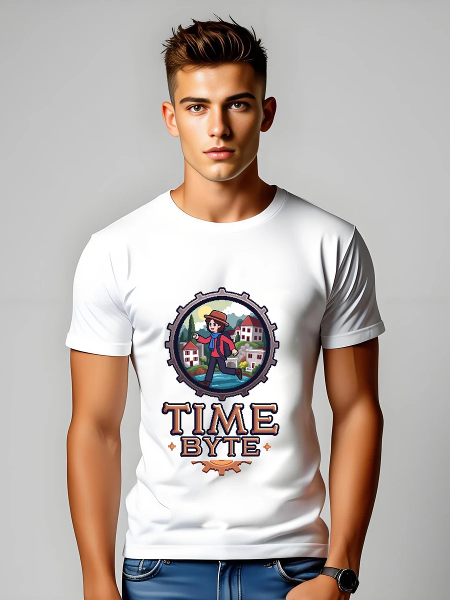 Camiseta de Pixel Art del Viajero del Tiempo: Inspirada en los videojuegos retro - Blanco - Ver 1