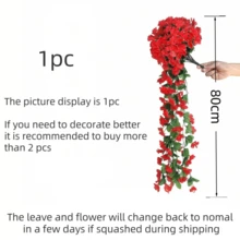 1/2件仿真悬挂花卉植物，适用于室内外装饰，仿真悬挂紫罗兰花环，人造花，人造植物，人造装饰品，适用于家居、花园、墙壁、房间、婚礼、餐桌、派对、生日、春季装饰、情人节装饰 - 紅色 - 查看 9