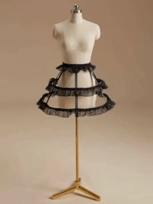 1 件女式黑白多季节、夏季透气衬裙、短衬裙、衬裙、洛丽塔衬裙、超大蓬松婚纱、不对称、南瓜、桶形、多层蕾丝网钢骨荷叶边可调节衬裙、巴洛克、洛可可风格，适合婚礼、活动、表演、角色扮演 - 多色 - 查看 3