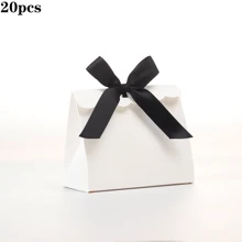 20/50pcs Mini Blank White Gift Box With Colorful Ribbons - Perfect For Birthday Party Gifts, DIY Crafts & Elegant Wedding Displays, Gift Boxes