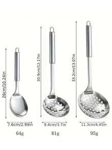7/9 Pcs Cooking Utensils Set, Stainless Steel Kitchen Utensils, Heat Resistant Metal Kitchen Tools Include Solid & Slotted Turner Wok Spatula, Serving Spoon, Ergonomic Handle, Easy To Clean - 9pcs - View 6