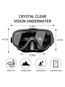 Adult Diving Mask - Tempered Glass Full Face Mask, Waterproof Anti-Fog Outdoor/Water Sport Swimming Goggles