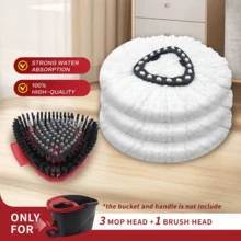 HOME TIMES Microfiber Scrub Brush And Mop Head Replacement - Compatible With O Cedar EasyWring 1-Tank System, Durable Hard Bristle For Bathroom, Kitchen, Tub, And Tile Cleaning, Bathroom Cleaning Accessories | Durable Cleaning Tool, Mop Head - 白色 - 查看 3