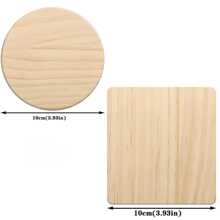 VingeGa 5/10pcs Round/Square 4 Inch Blank Unfinished Wooden Coasters With Non-Slip Foam Pad Stickers, Suitable For DIY Painting, Wood Carving, Home Decoration