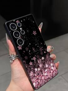 1pc Starry Flower Pattern Anti-Drop Anti-Slip Black Phone Case Compatible With Galaxy A04e/A05s/A13/A14/A15/A34/A35/A50/A52/A53/A54/S21/S22/S23/S24/S25/S25Ultra Waterproof Shockproof Scratch Resistant