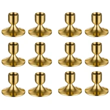12pcs Gold Tapered Candlesticks, For Tabletop Centerpieces, Wedding Receptions, Holiday Christmas Capes, Home Decor, Halloween/Christmas Decoration,Room Decor,Gifts