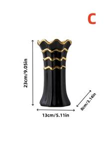 1 pezzo Vaso in ceramica bianco puro con stampa in oro adatto per soggiorno, ingresso, scaffale, davanzale, display multiscenario, composizione floreale