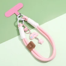 云朵和星星吊饰手机挂绳，配有聚酰胺腕带，可爱的糖果色配饰，手工制作