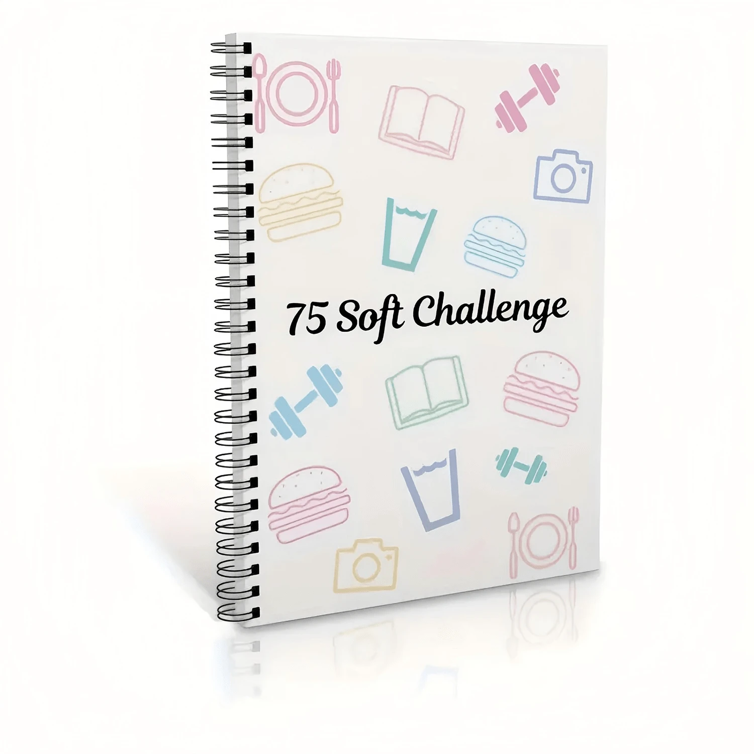 75pcs Soft Challenge Planner, 75-Day Planning Journal. Complete Your 75 Soft Challenges With A Beautiful Cover Page, Open Yourself, Record Sincerely, And Feel The Sense Of Achievement Through The Challenges! School Supplies,Back To School - White - View 1