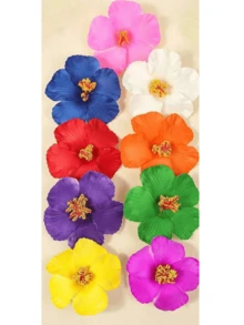 1/10/15pcs Random Hawaiian Flower Hair Clips, Women Artificial Flower Hair Clips, Plumeria Hair Clips, Suitable For Holiday Beach Party, Summer Tropical Flower Hair Accessories, Wedding Party, Girls Holiday Gifts, Mother's Day Gifts, Bohemian Style, Fashionable And Elegant Women Hair Accessories Claw Clips Hair Claws Hair Barrettes, School Stuff - Multicolor - View 7
