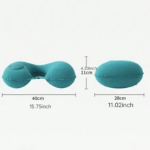 1个充气U型颈枕，便携式压力充气颈枕，孔雀绿/灰/黑，便捷旅行体验，压力充气颈枕，TPU旅行充气U型枕