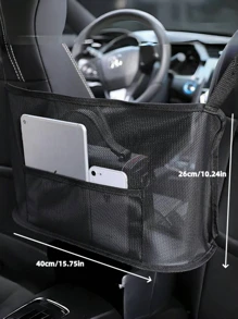1 Stück extra große Auto Aufbewahrungstasche - Strapazierfähige Organizer-Tasche für Fahrzeuge, Rückbank Mesh-Halter für Handy, Dokumente und mehr - Aufbewahrungsregal, Taschen für Handy und Dokumente