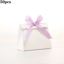 20/50pcs Mini Blank White Gift Box With Colorful Ribbons - Perfect For Birthday Party Gifts, DIY Crafts & Elegant Wedding Displays, Gift Boxes