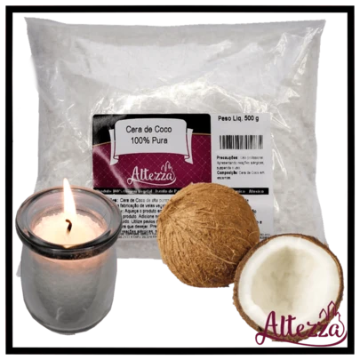 Cera De Coco Em Escamas Altezza 100% Pura E Vegetal 1kg 100% Vegana Para Fabricação de Velas Artesanais - Combo Para Velas de Porcelana
