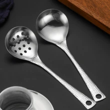 10 件/1 件不锈钢火锅漏勺，锤纹深加厚汤勺，适用于餐厅、家庭和商业用途 - 銀色 - 查看 5