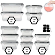 12PCS Plastic Airtight Food Storage Containers Clip Lock Lid Leak Proof Lunch Box Clear - 12PCS - View 2