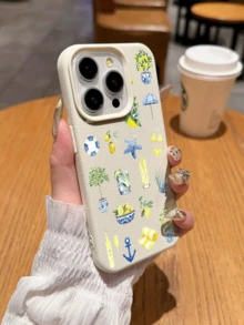 1 pièce Étui de téléphone doux, imperméable, antidérapant et résistant aux chocs, avec motif aquarelle d'étoile de mer et de citron, compatible avec Apple et autres smartphones - Multicolore - Voir 3