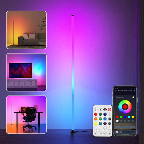 NBBUFF 1pc LED Floor Lamp For Room, RGB Music Mood Light With App And Remote Control, USB Powered, Multi-Color LED Light, Timing Function, Suitable For Bedroom Decorative Light, Dance Hall, Game Room, Festival, Living Room Decoration