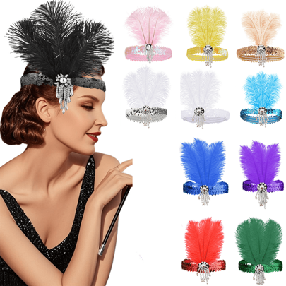 1 pieza Diadema con lentejuelas estilo años 20, accesorios de disfraz retro para mujeres, fiesta flapper, baile de máscaras, novia de boda, festivales y carnavales de Halloween