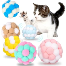 Set de 2/4 bolas de juguete con cascabeles para gatos, juguetes para gatos de interior, bolas de juguete interactivas para gatos, bolas de juguete suaves y esponjosas para gatos, pompones de juguete para gatitos para jugar, perseguir, morder y arañar para entrenamiento
