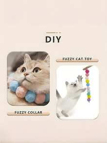 猫玩具枪，互动式无聊缓解毛绒球发射枪，静音聚酯纤维高弹性毛绒球玩具，逗猫棒，互动式发射训练猫玩具套装，包含发射器和 30/50 个马勃球，适合室内猫，这是一款运动型猫玩具，可增进主人与猫之间的爱与信任，颜色随机