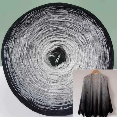 300 克纯棉渐变色仙女蛋糕纱线，手工钩编和针织连衣裙和披肩，春夏季